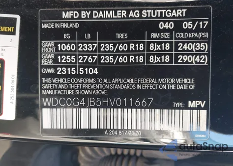 2017 Mercedes-Benz Glc 300 z USA, uszkodzony, nr VIN WDC0G4JB5HV011667